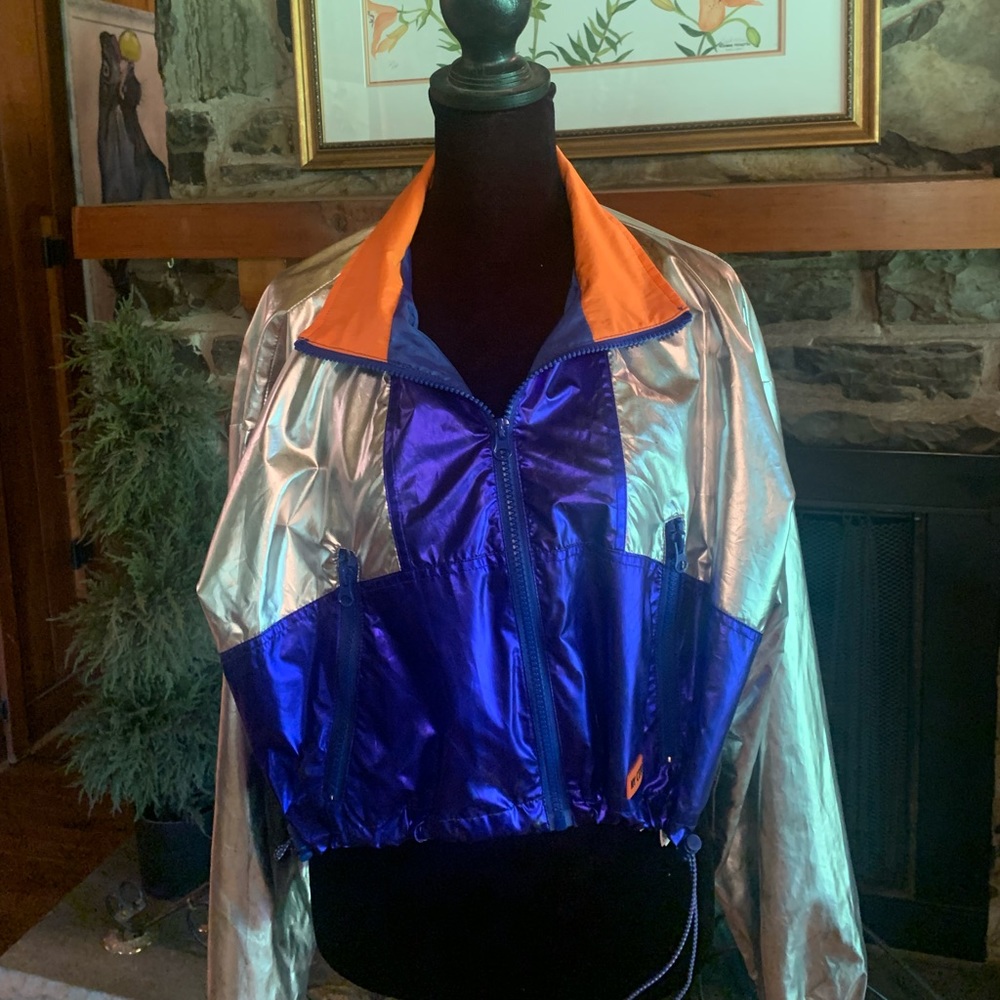 Metallic/iridescent cropped jacket